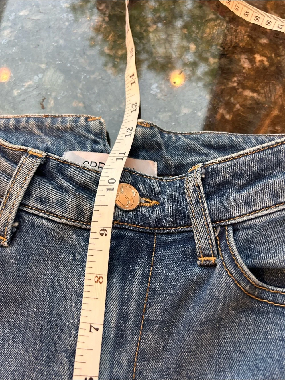 NWOT SPRWMN Micro Flare Jeans. Made in USA. SZ 27. Luxury. Designer. Medium wash